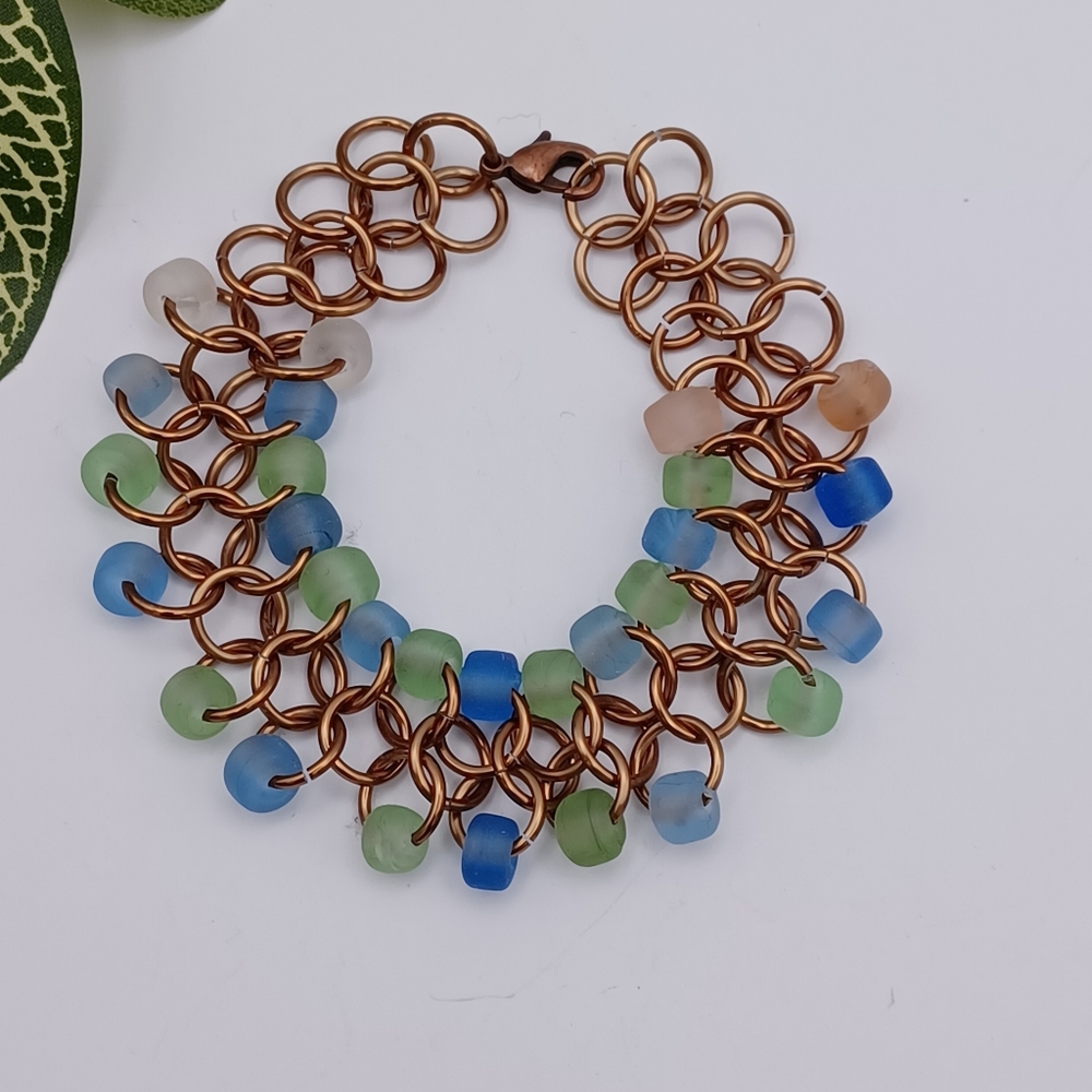 Chainmail And Glass Bracelet